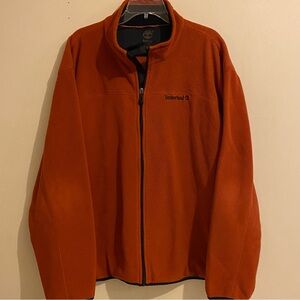 Vintage Timberland Men's Fleece Full Zip Jacket Long Sleeve Orange Size 2XL